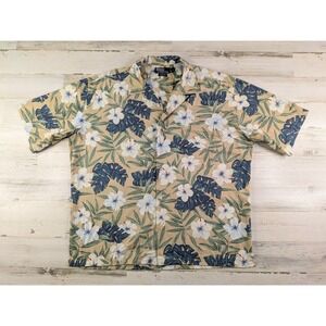 Vintage Polo Ralph Lauren Clayton Floral Loop Collar Shirt Mens XL Tan Hawaiian